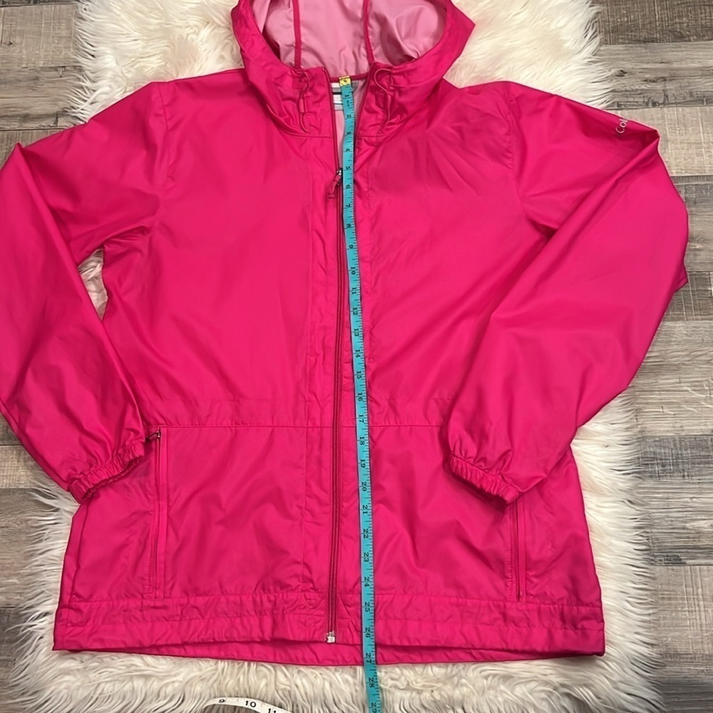 Columbia hooded windbreaker zip front jacket hot pink L - Picture 4 of 7